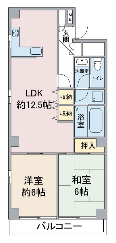 FREESIA(2LDK/3階)の間取り写真