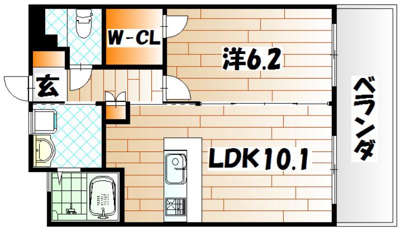 フェルト1113(1LDK/4階)の間取り写真