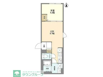 ウェルスクエア笹塚II(1LDK/1階)の間取り写真