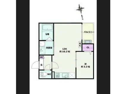 JACK FUNAMACHI II(1LDK/1階)の間取り写真