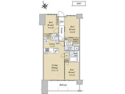 シティハウス吉祥寺北町(3LDK/3階)の間取り写真