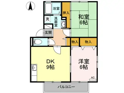 ハイツセリュー III棟(2DK/2階)の間取り写真