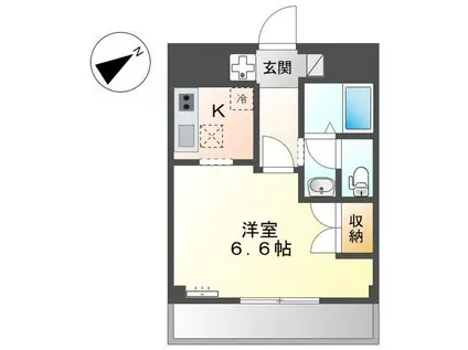 メゾン・ラクウショウ(1K/2階)の間取り写真