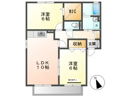 ロイヤルガーデンミルフィーA棟(2LDK/2階)の間取り写真