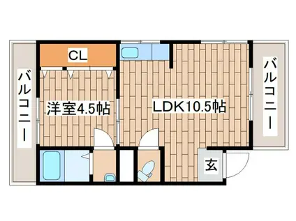 津崎マンション(1LDK/3階)の間取り写真