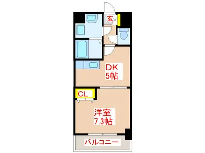 パークサイド加治屋町(1DK/2階)の間取り写真