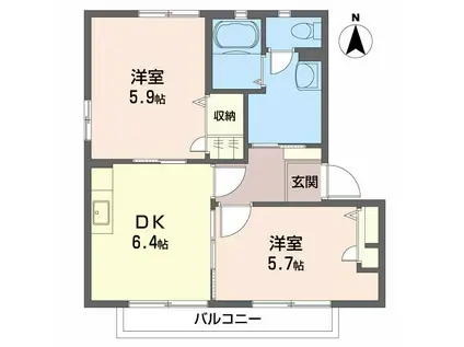 ヴィラージュマルイA(2DK/2階)の間取り写真
