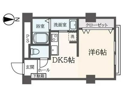調布サマリヤマンション(1DK/1階)の間取り写真