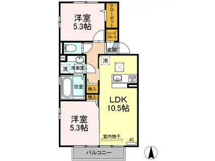 セントラル レジデンス D棟(2LDK/1階)の間取り写真