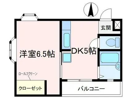 スイートハイム(1DK/3階)の間取り写真