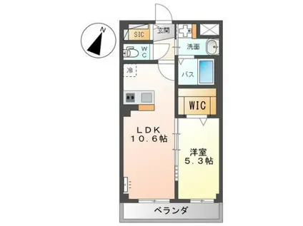 メゾンさくら緑井(1LDK/3階)の間取り写真