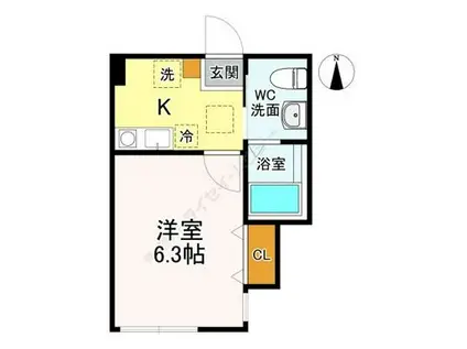 HAKUSUI星川(1K/1階)の間取り写真