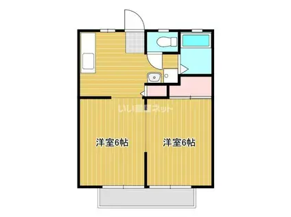 サンビレッジC(2DK/1階)の間取り写真