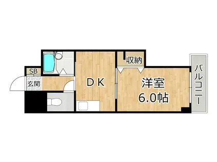 ノルデンハイム新北野(1DK/4階)の間取り写真