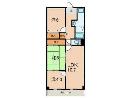 ソーシャルライフ西明石(3LDK/2階)の間取り写真