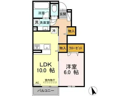 AVENIR五代町I(1LDK/1階)の間取り写真