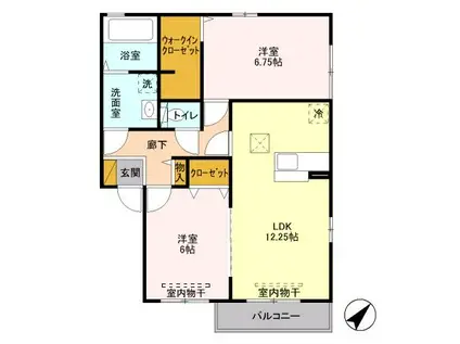 オルテンシア II(2LDK/2階)の間取り写真