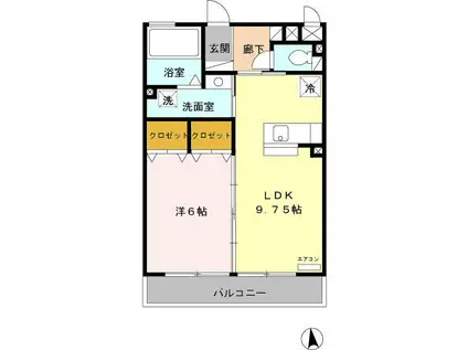 ルナリエK(1LDK/3階)の間取り写真