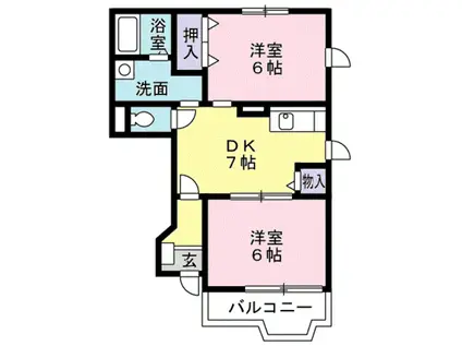 サンヒルズ千代田III(2DK/1階)の間取り写真