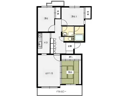 メゾン・ヴェルデ米ケ袋(3LDK/3階)の間取り写真