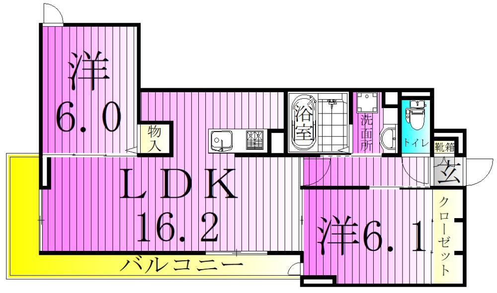 オードリーコート(2LDK/2階)の間取り写真