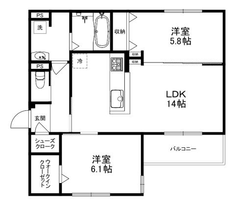 D-RESIDENCE下田部B(2LDK/3階)の間取り写真