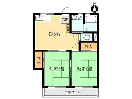 グランドメゾン矢嶋(2DK/2階)の間取り写真