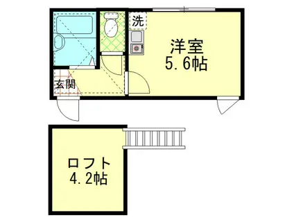 ドミール西が丘(ワンルーム/2階)の間取り写真