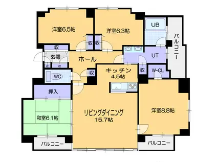 ラピス平岸天神山ヒルズ(4LDK/3階)の間取り写真