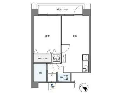グランドハイツ氷川台(1LDK/3階)の間取り写真