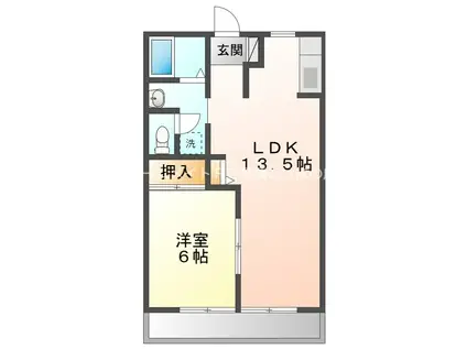 第二大清水ハイツ(1LDK/1階)の間取り写真