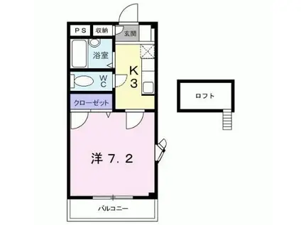 ルミエール御所(1K/2階)の間取り写真