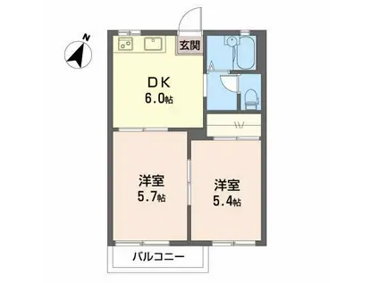 ビラよしまA(2DK/2階)の間取り写真