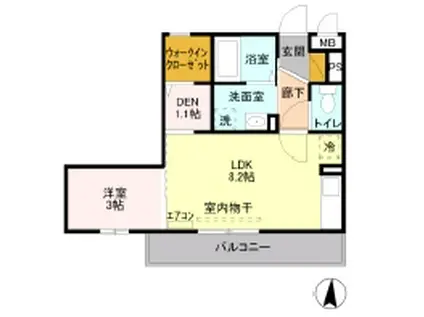 フェリーチェ(1LDK/2階)の間取り写真