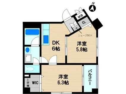 チェレステアルベロ(2DK/4階)の間取り写真