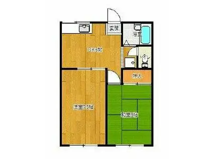 フラワーハイツ(2DK/2階)の間取り写真