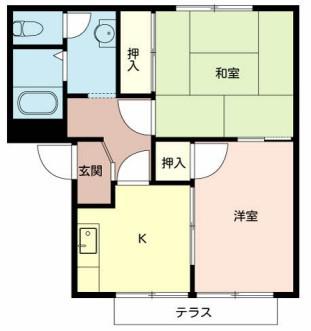 ガーデンハイツ緑ケ丘EFGH(2K/1階)の間取り写真