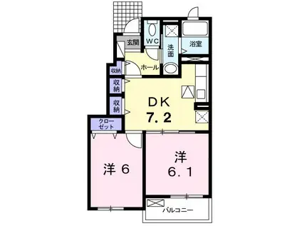 ココメロ V(2DK/1階)の間取り写真