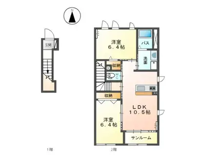 センチュリーカーサII(2LDK/2階)の間取り写真