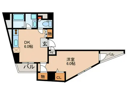 VITA ROSE CQ RESIDENCE(1DK/7階)の間取り写真