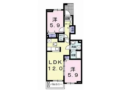 フォルトゥーナMIV(2LDK/1階)の間取り写真