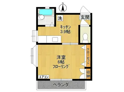 後藤ハイツ(1K/2階)の間取り写真