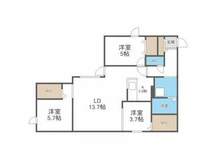 LE CLAIR ASABU ルクレールアサブ(3LDK/1階)の間取り写真