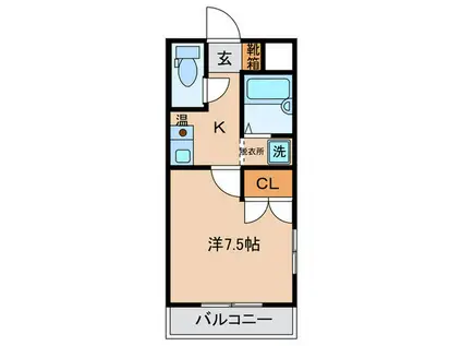 ビューテラスII(1K/7階)の間取り写真