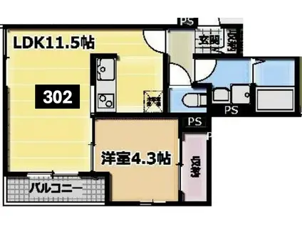 アリビオ五反野(1LDK/3階)の間取り写真