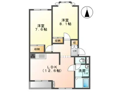 グランベルハウス(2LDK/2階)の間取り写真