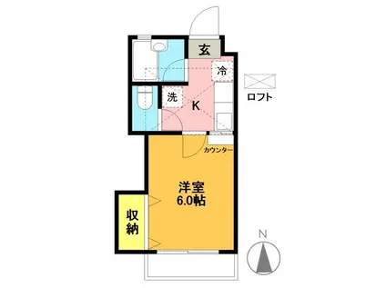 羽根木パークヒルII(1K/1階)の間取り写真