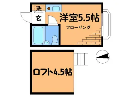 スカイポート(ワンルーム/1階)の間取り写真