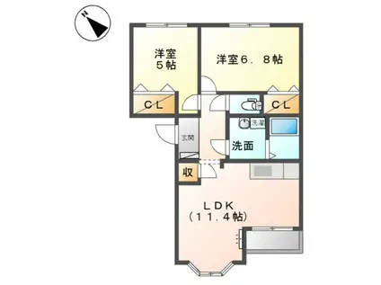アリスタウン(2LDK/1階)の間取り写真