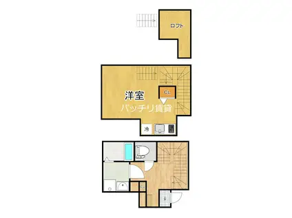ハーモニーテラス三苫(1K/1階)の間取り写真